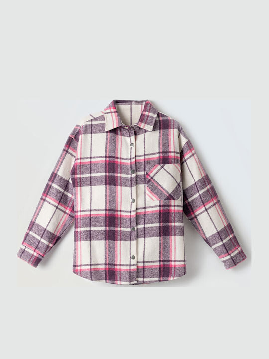 Kids Checked Shirt Long Sleeve White
