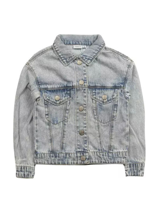 Kids Long Denim Jacket Light Blue