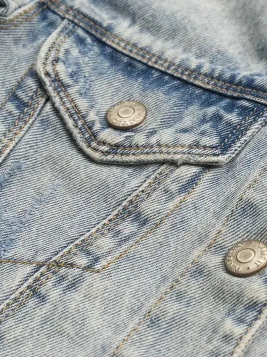 Kids Long Denim Jacket Light Blue