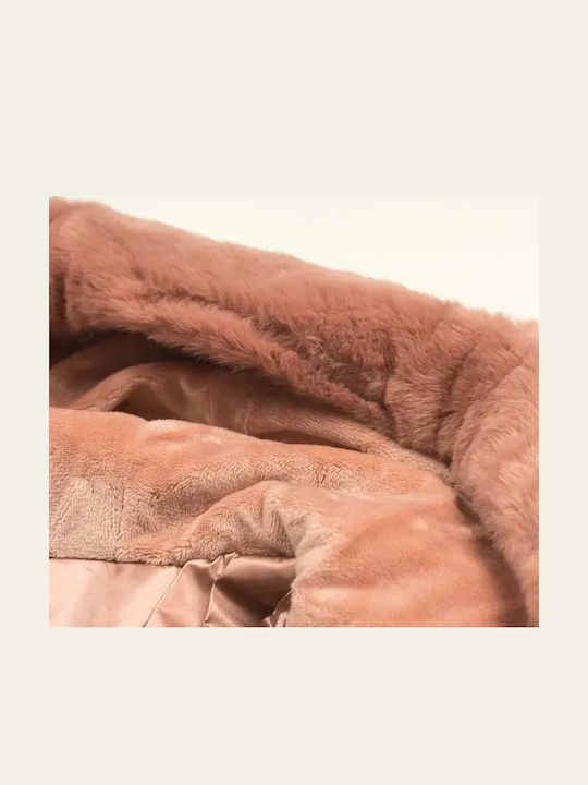 Kids' Quilted Jacket Long with Hood Pink