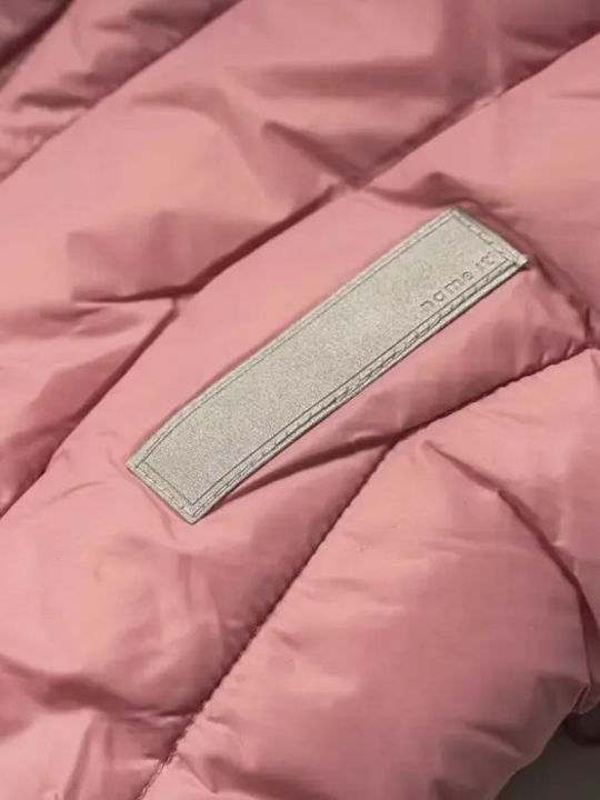 Down Jacket Kids Quilted Long Coat with Lining & Hood Pink