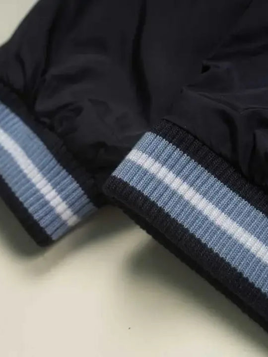 Kids Casual Short Windproof Jacket with Hood Blue
