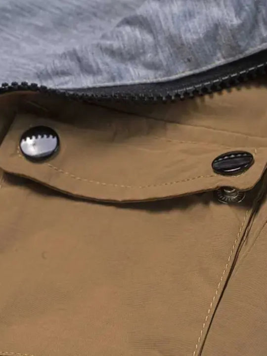Kinder Freizeitjacke Winddicht mit Kapuze TAN