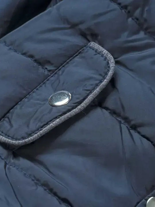 Kinder Steppjacke Kurz mit Kapuze Blau
