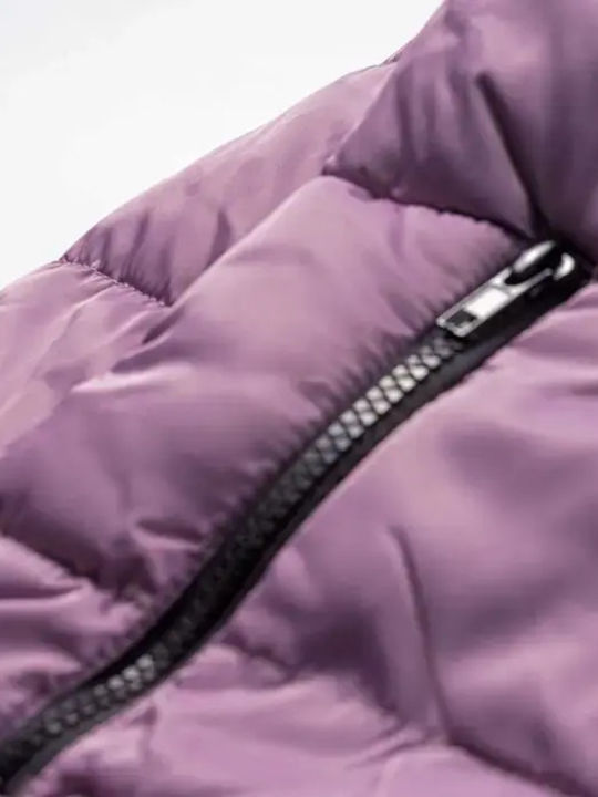 Kinder Steppjacke Lang mit Kapuze Lila
