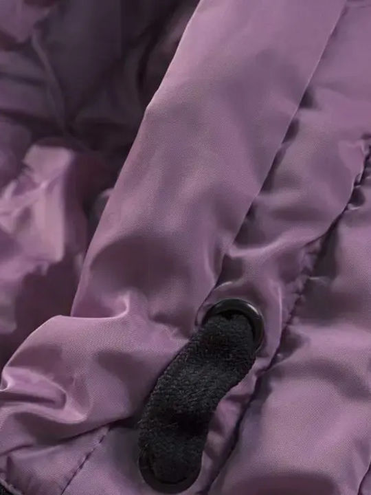 Kinder Steppjacke Lang mit Kapuze Lila
