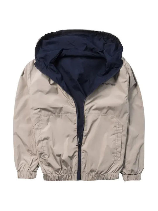 Kids' Casual Jacket Windproof Double Sided with Hood Dark Blue
