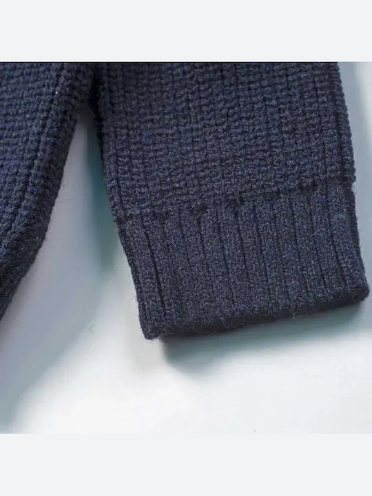 Kids Cardigan Cotton with Hood Navy Blue