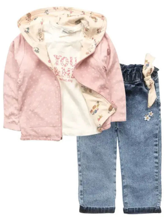 Kids' Set with Pants Winter 3pcs Pink