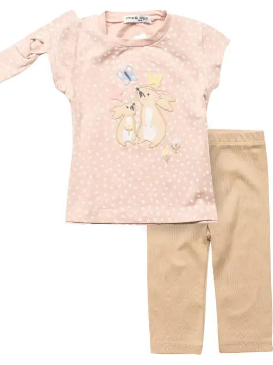 Kids' Set with Leggings Summer 3pcs Pink