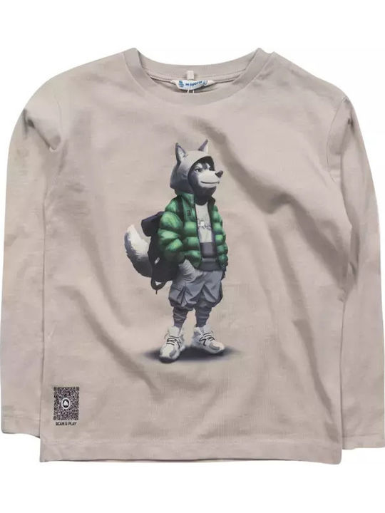 Kids' Shirt Long Sleeve Grey Silver Wolf