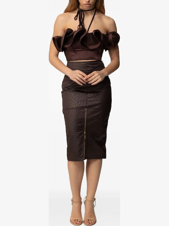 Damen Satin Crop Top Braune