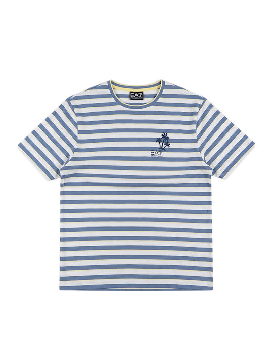Women's Striped Yellow-White-Blue T-shirt