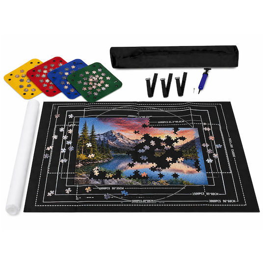 Covoraș Puzzle Zola 500 2000 Piese Ghid Imprimat Dimensiuni 4 Recipiente de Sortare Suport Gonflabil Pompă Curele de Fixare Poliester 118 X 79 Cm