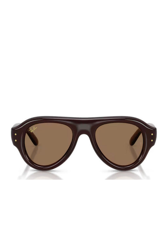 Ray Ban Unisex Sunglasses With Brown Horn-Rimmed Frame And Brown Lens