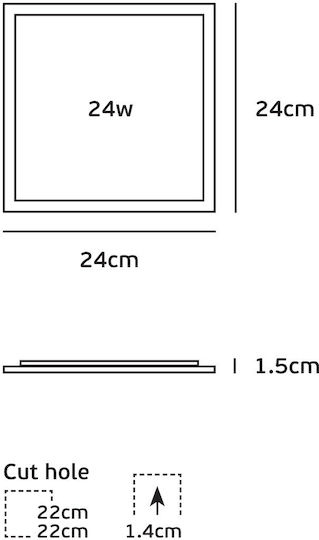 VK Lighting Χωνευτό LED Panel 24W 10τμχ