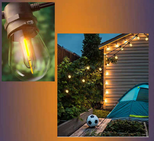 Factory Hanging Solar Light Garland Warm White With Photocell