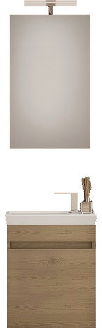 Drop Luxus 45 Countertop with Sink & Mirror with Light L43xW25xH50cm PL Wood