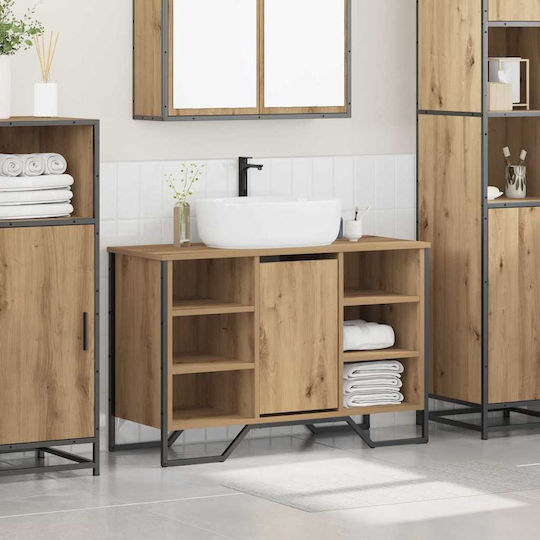vidaXL Πάγκος με Νιπτήρα Μ91xΒ35xΥ60cm Καστανιά