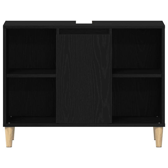 vidaXL Waschtisch mit Waschbecken L80xB33xH60cm Black Oak