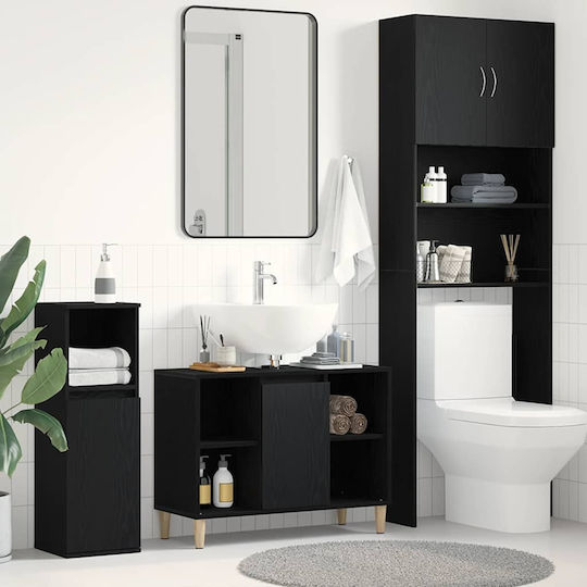 vidaXL Waschtisch mit Waschbecken L80xB33xH60cm Black Oak