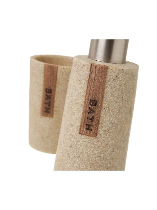 HowHomely Bathroom Accessory Set Plastic Beige 3 Pieces
