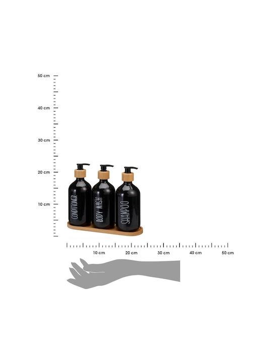 HowHomely Badezimmerzubehör-Set Bambus Schwarz 3 Stücke