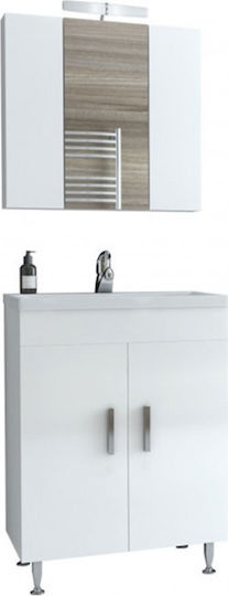 Drop Roma 60 Countertop with Sink & Mirror Glossy Lacquer L60xW39xH80cm White