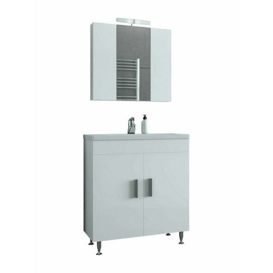 Drop Roma 60 Countertop with Sink & Mirror Glossy Lacquer L60xW39xH80cm White