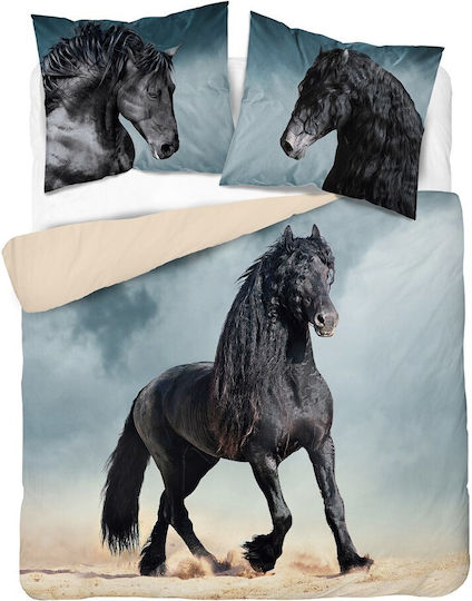 Detexpol Σετ Μονή 160x200cm Black Horse Beige