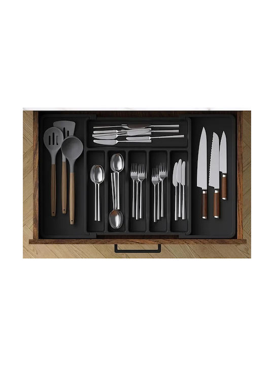 Cake Land Besteckeinsatz für Schubladen Aufklappbar Kunststoff 38x57cm Grau
