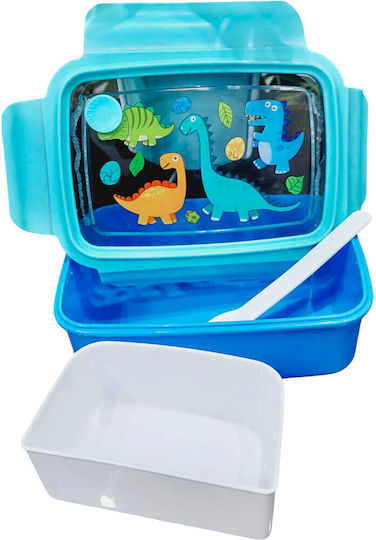Dorosimo Plastic Kids' Food Container Dinosaurs 0.88 Litre Light Blue