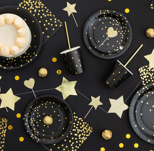 Black Napkins Gold Dots Party 33x33cm 10pcs