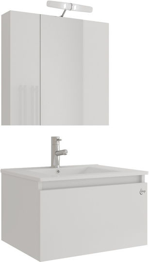 Drop Liberty 60 Blat cu Lavoar & Oglindă L60xW45xH35cm Alb