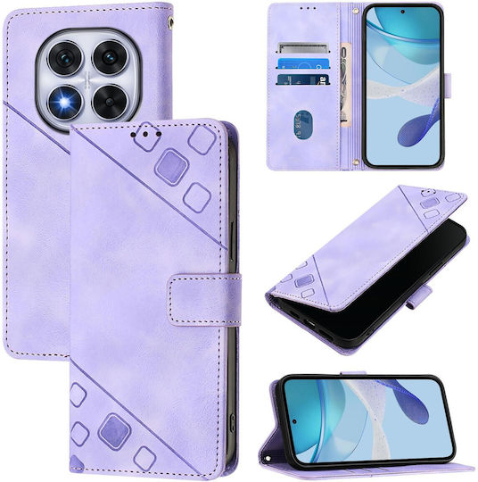 Tel1 Xiaomi Redmi Note 14 Pro 5g 14 Pro Plus 5g Poco X7 5g Skin Feel Embossed Калъф Книга Лилав