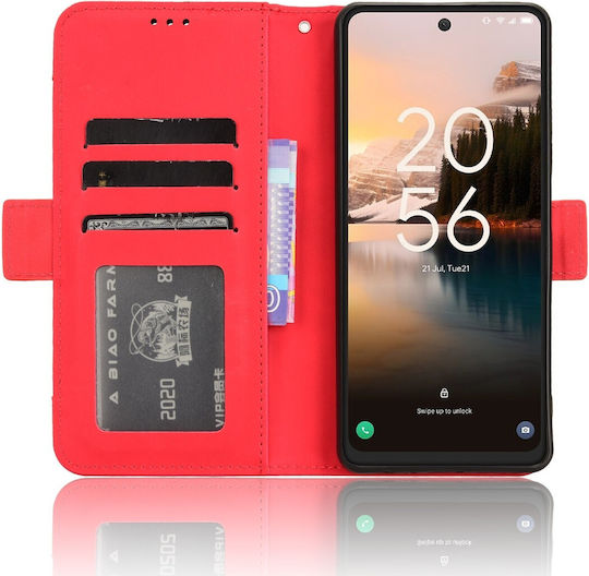 Tel1 TCL 40 NXTPAPER 4G Skin Feel Calf Card Slots Book Case Red