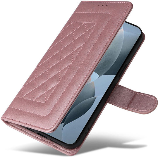 Tel1 Xiaomi Poco X6 Pro 5g Diamond Lattice Flip Book Case Rose Gold