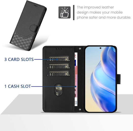 Tel1 Tcl 50 Se Honeycomb Embossing Rfid Калъф Книга Черен