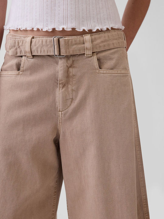 Women's Fabric Capri Trousers Wicker Tan