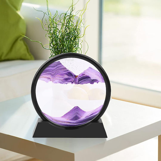 Home Office Decoration Hourglass Type Arvada Minimaluxe Glass Sand 3d 18x19.5 Cm Purple Black