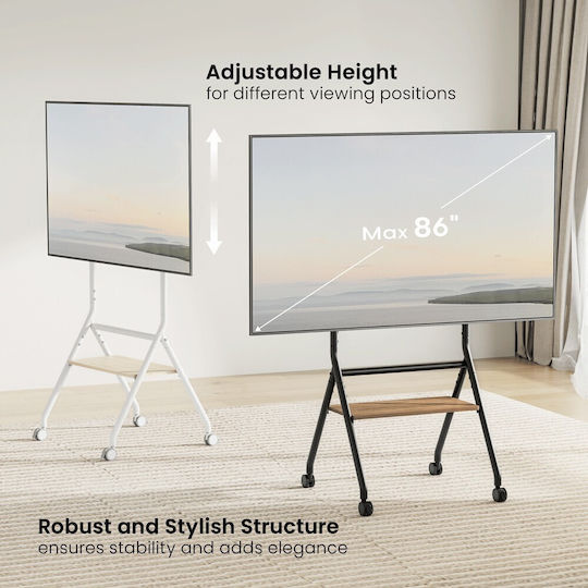 Brateck TTF13E-46FW TV Floor Mount up to 86" and 80kg Silver