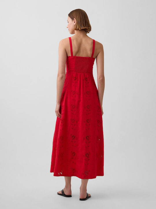 Sommer Midi Hemdkleid Rot Stern