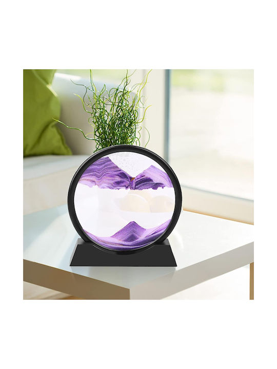 Decor Pentru Masă Tip Clepsidră Arvada Minimaluxe Sticlă Nisip 3D 18x19.5 Cm Mov Negru