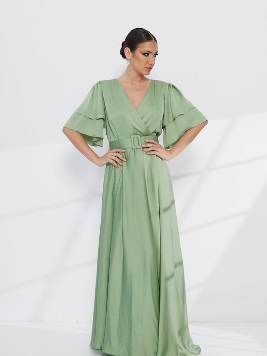 Summer Maxi Dress for Wedding Christening Green