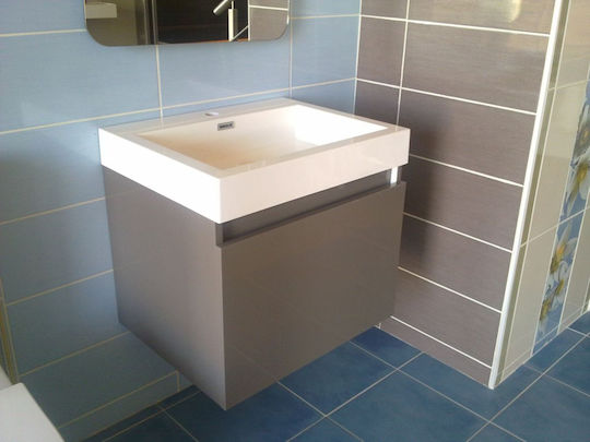 FT21.060.003PBR Πάγκος με Νιπτήρα Γυαλιστερή Λάκα Μ60xΒ48xΥ14.5cm Λευκός
