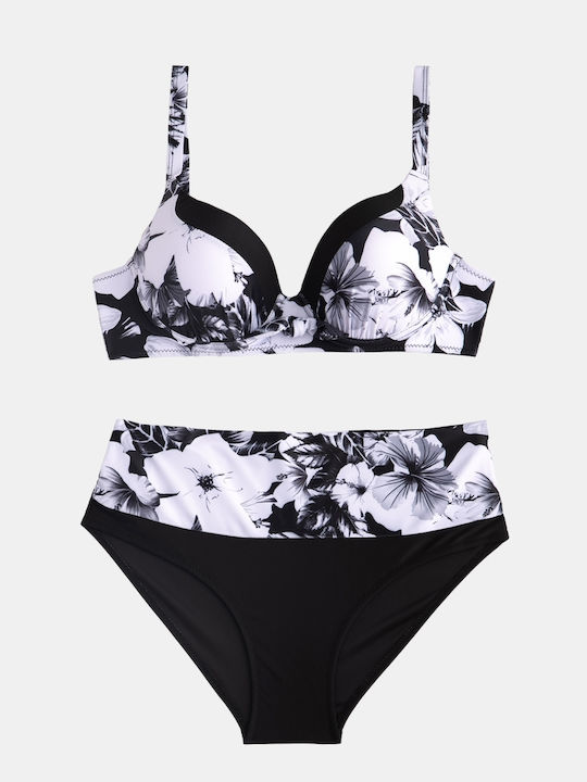 Plus Size Floral Swimsuit Set Μέγεθος 3xl Μαύρο