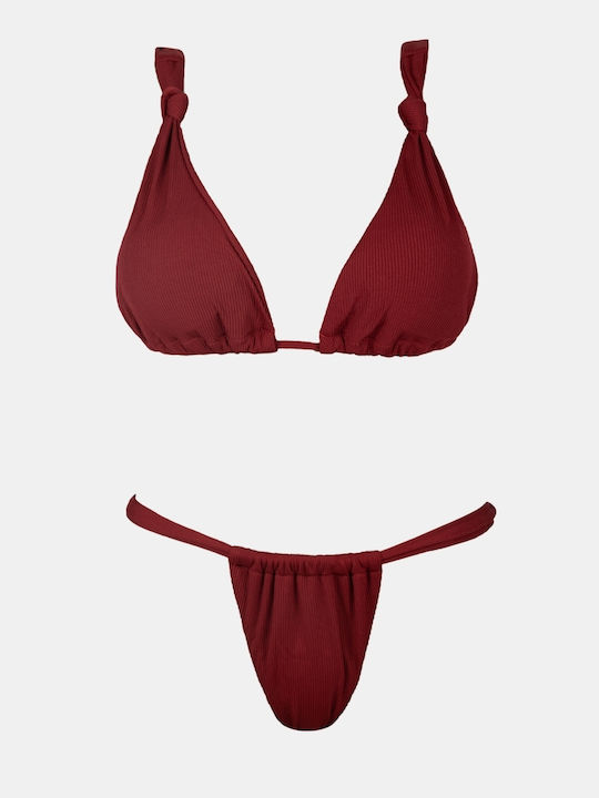 Bikini-Set Triangel Knoten Burgundisch Größe M