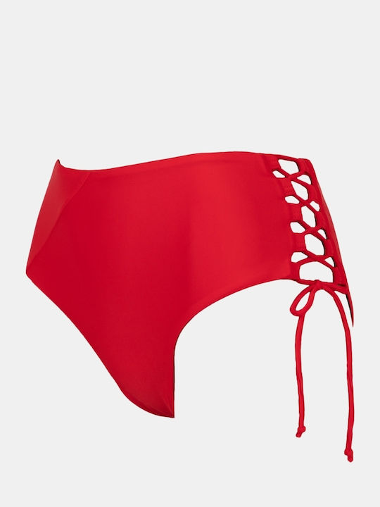 Set Bikini Strapless Hohe Taille Rot Größe S Rot