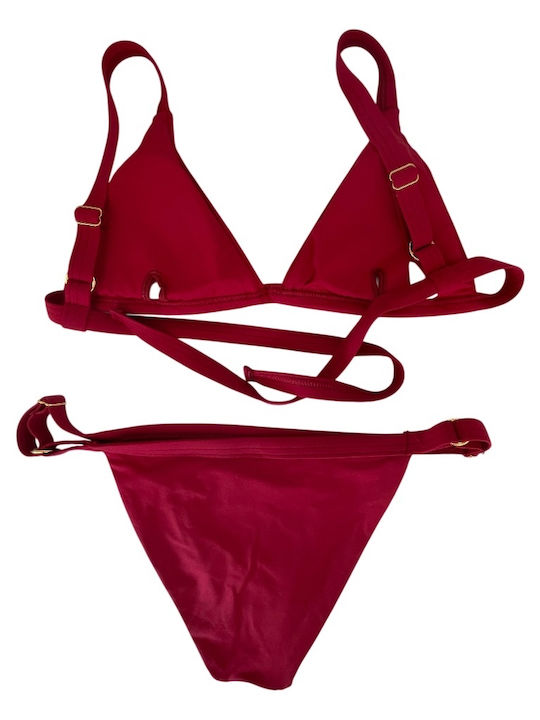 Set Bikini Τριγωνάκι με Ελαφριά Ενίσχυση & Brazil Μπορντό