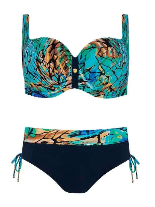 Set Bikini με Ελαφριά Ενίσχυση Ψηλόμεσο Μπλε